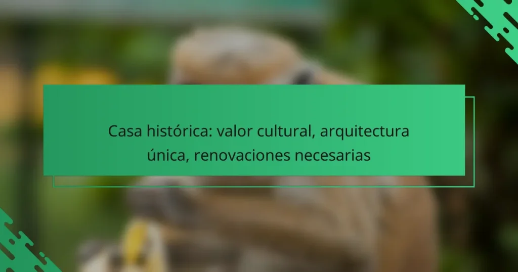 Casa histórica: valor cultural, arquitectura única, renovaciones necesarias