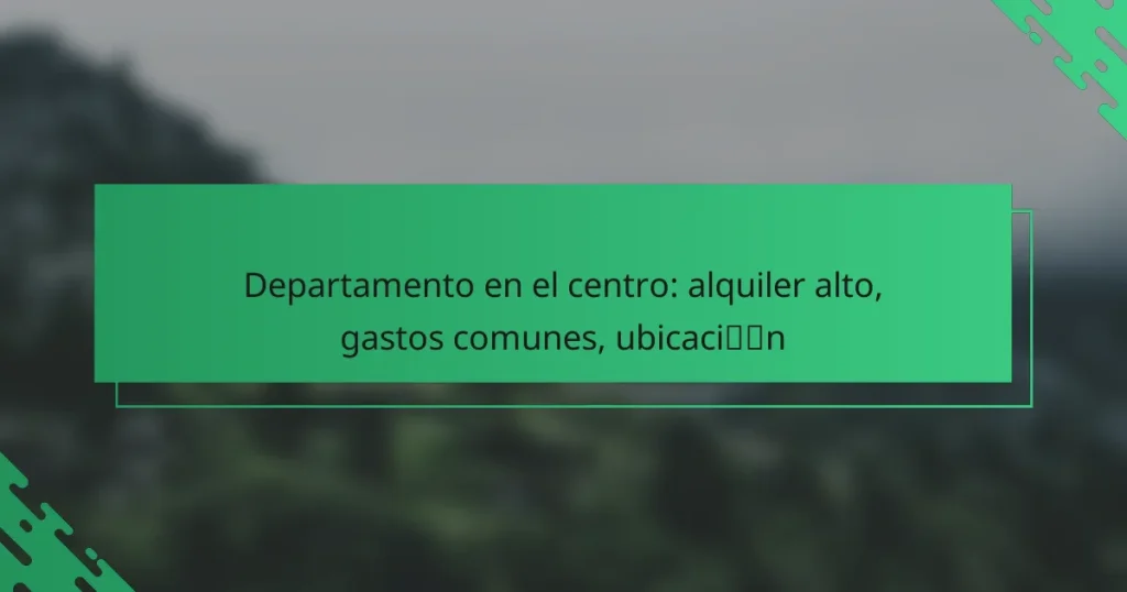 Departamento en el centro: alquiler alto, gastos comunes, ubicación