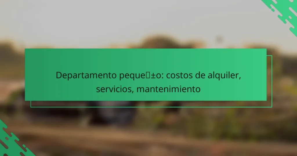 Departamento pequeño: costos de alquiler, servicios, mantenimiento