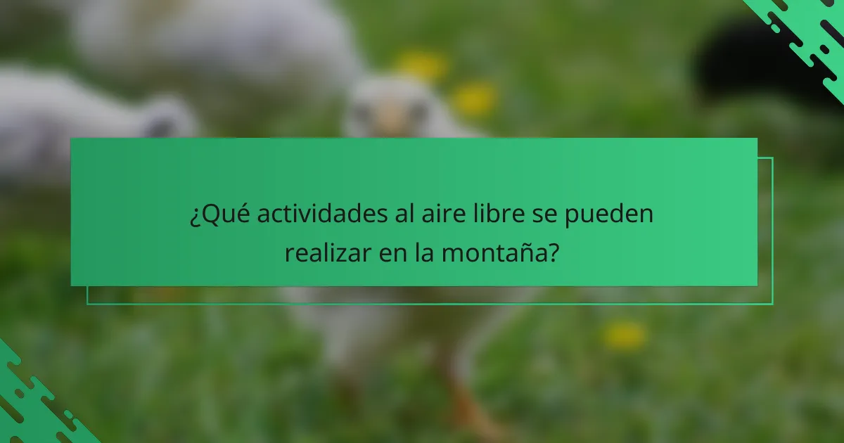 ¿Qué actividades al aire libre se pueden realizar en la montaña?