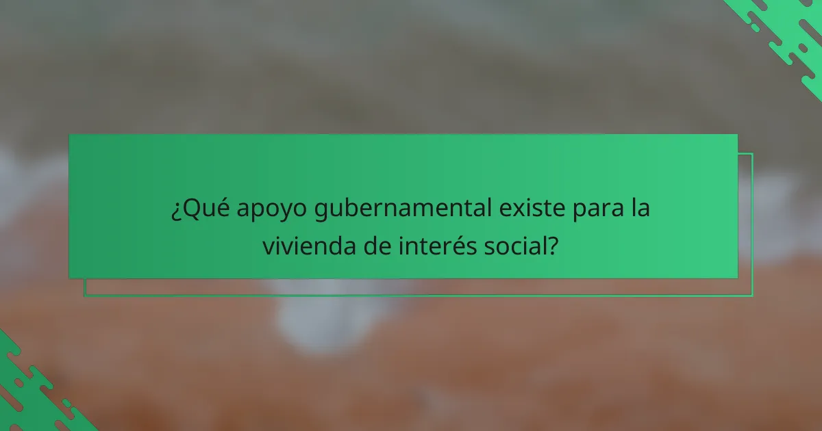 ¿Qué apoyo gubernamental existe para la vivienda de interés social?